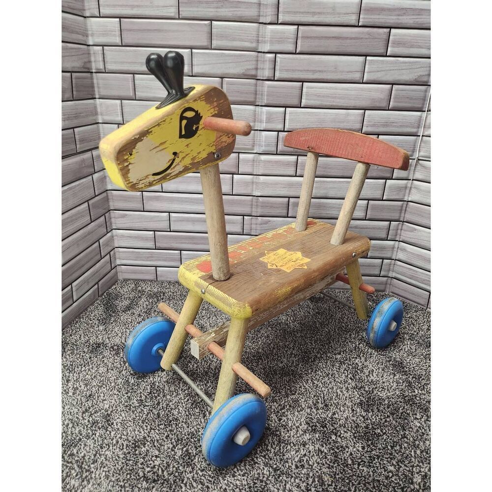 Vintage Playskool Ride On Rolling Giraffe - Picture 4 of 10